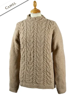 Clearance Wool Cashmere Aran Horseshoe Cable Sweater Women Sweaters