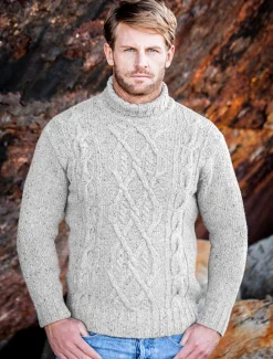 Store Wool Cashmere Aran Mock Turtleneck Sweater Sweaters