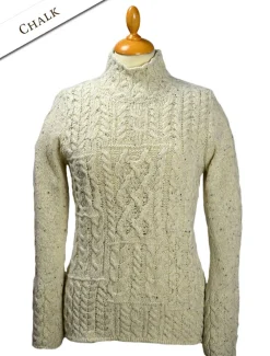 Clearance Wool Cashmere Patchwork Aran Sweater Women Sweaters