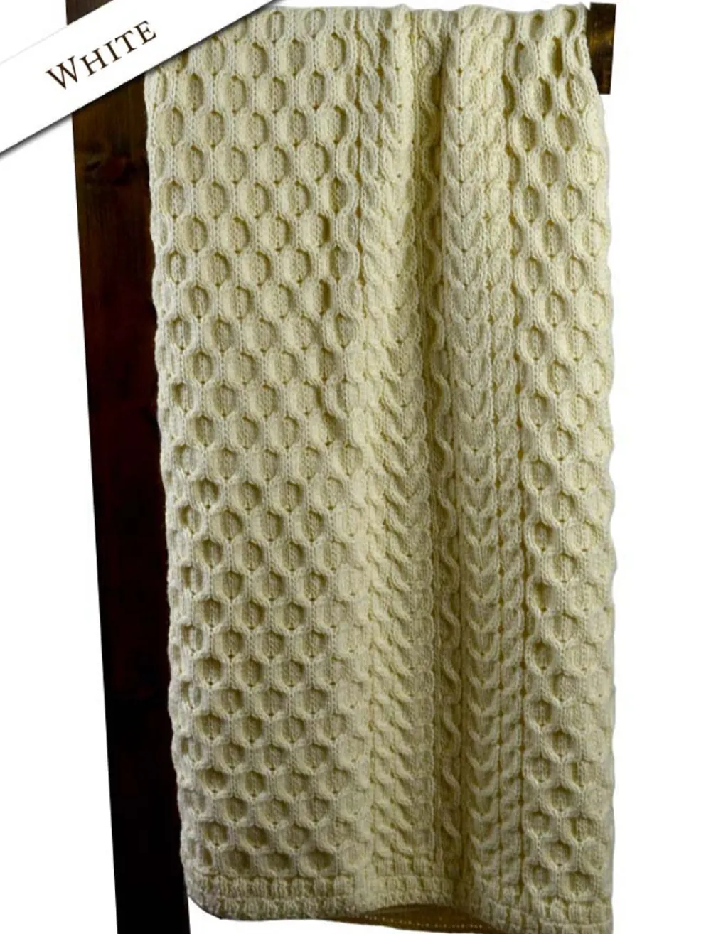 Clearance Wool Honeycomb Aran Throw Knitted Wool Throws