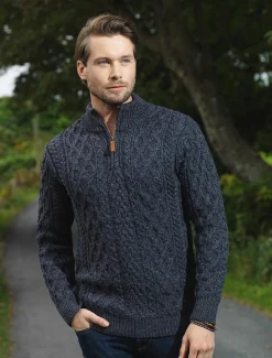 Shop Zip-Neck Aran Sweater Sweaters