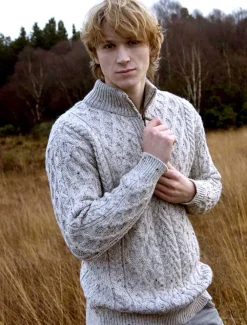 Shop Zip-Neck Aran Sweater Sweaters