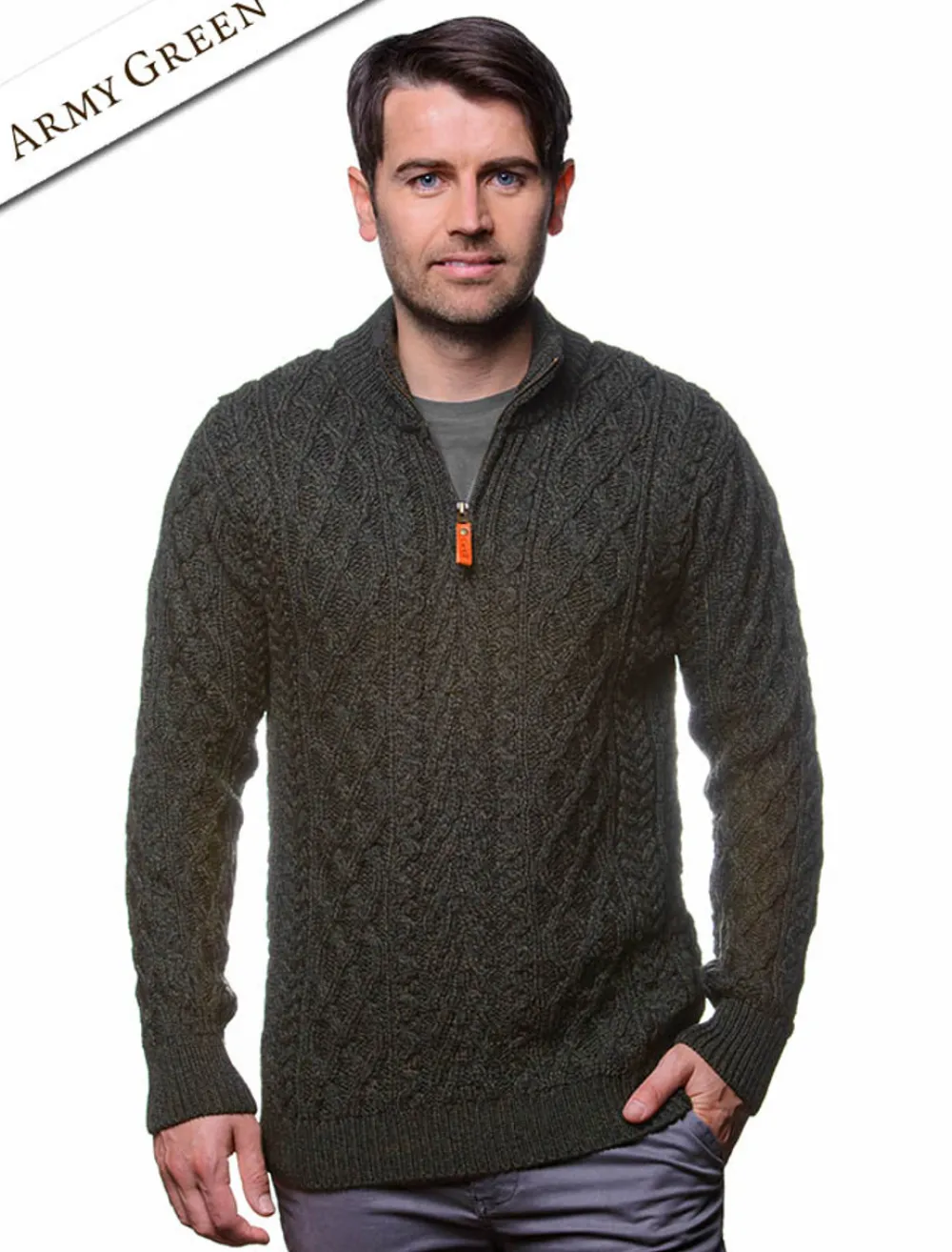 Shop Zip-Neck Aran Sweater Sweaters